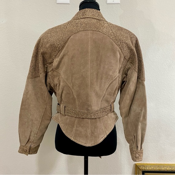 Vintage Byrnes & Baker FABULOUS 80s Leather Animal Print Jacket, Belted, Size S - Picture 4 of 11
